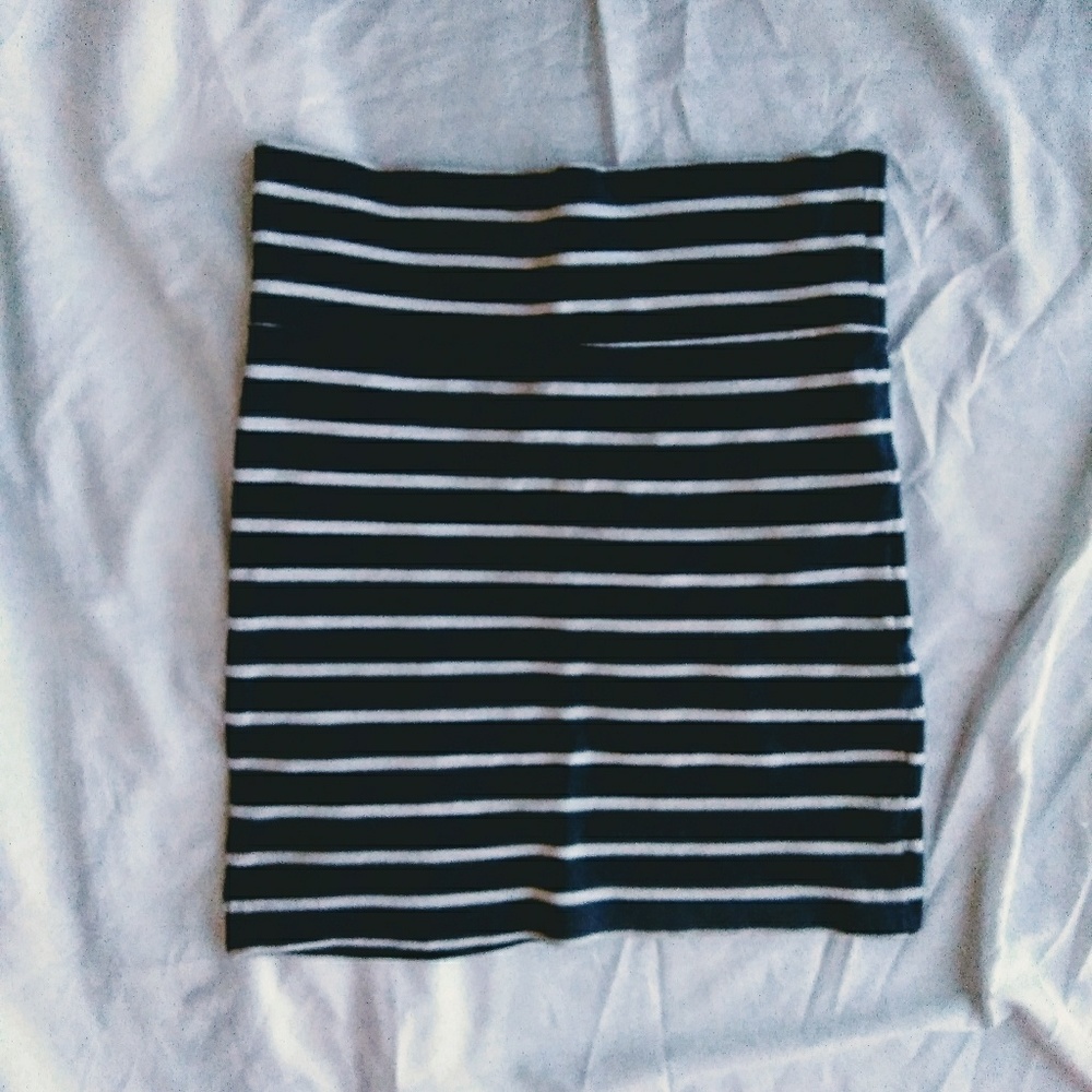 Navy Blue & White Pencil Skirt